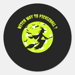 Picklell Hexe auf Besen Picklell Spieler Halloween Runder Aufkleber