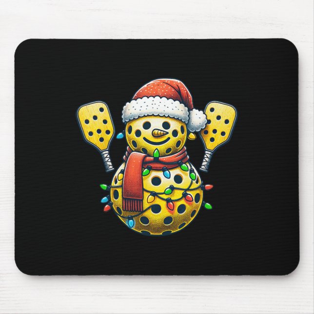 Picklell Schneemann Weihnachtsmann Hut Lichter Wei Mousepad (Vorne)