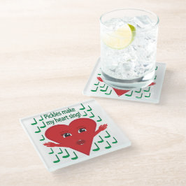 "Pickles machen mein Herz zum singen!" Gesangsherz Glasuntersetzer