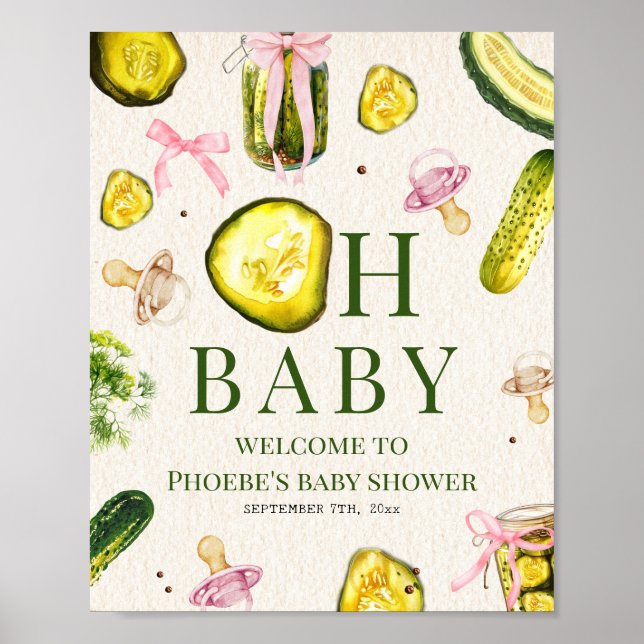 Pickles & Pacifiers Mädchen-Baby-Party-Empfang Poster (Vorne)