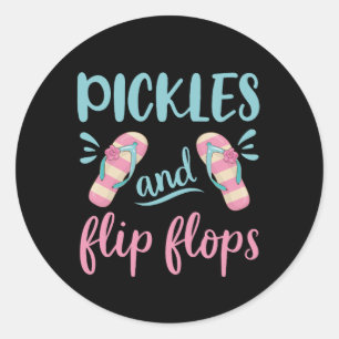 Pickles und Flip Flops Runder Aufkleber