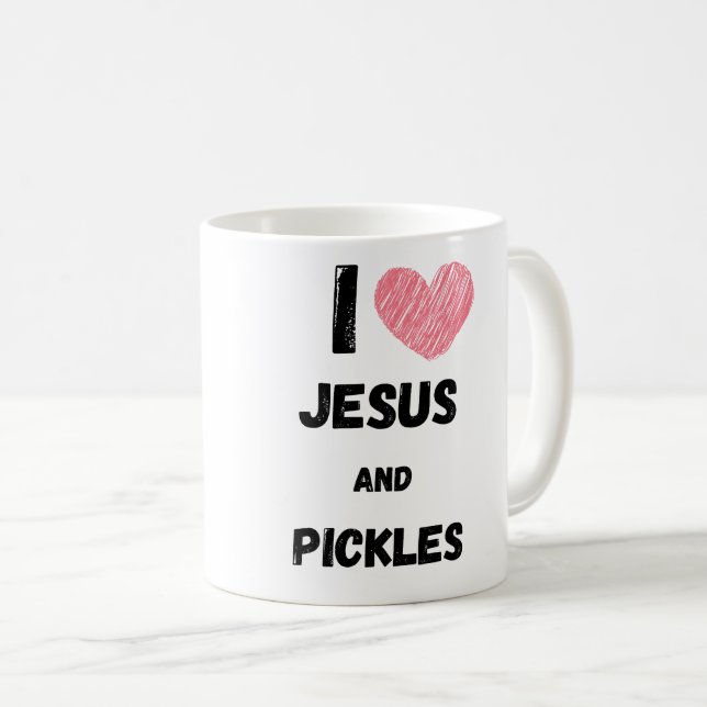 Pickles und Jesus religiös Kaffeetasse (VorderseiteRechts)