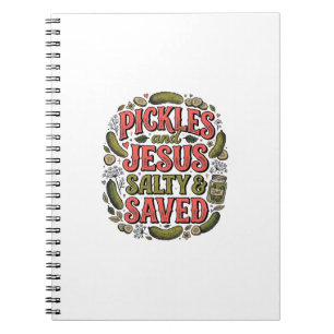 Pickles und Jesus Salty Saved Vintage-Shirt-Design Notizblock