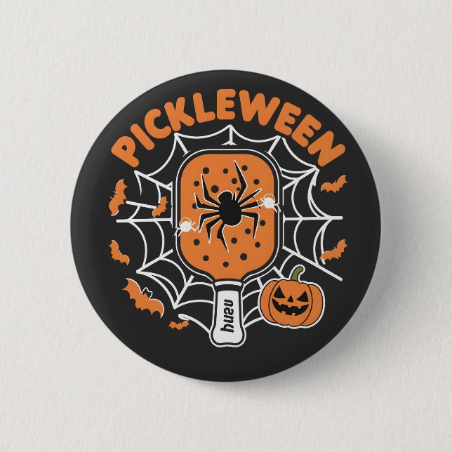 Pickleween Funny Spooky Halloween Pickleball Sport Button (Vorderseite)