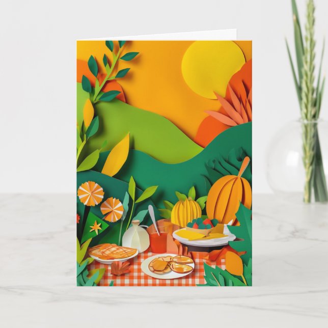 Picknick-Auslage Papierkunst Karte (Vorderseite)