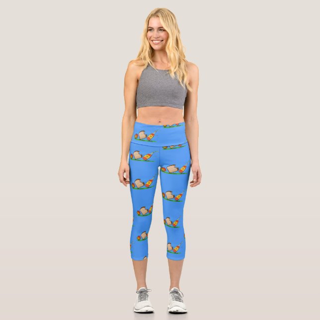 Picknick-Cartoon-Illustration Capri Leggings (Vorderseite)