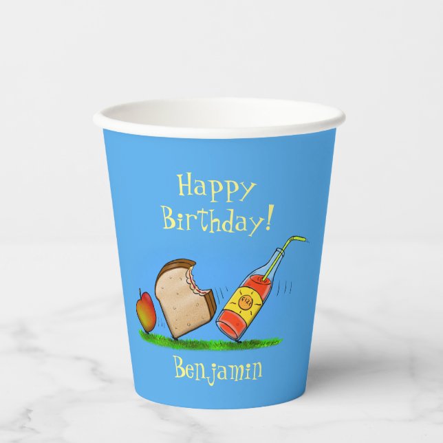 Picknick-Cartoon-Illustration Pappbecher (Vorderseite)