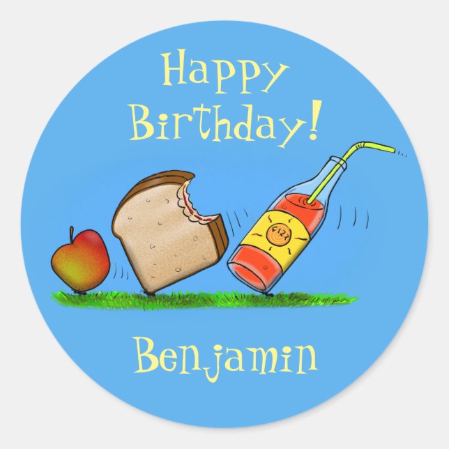 Picknick-Cartoon-Illustration Runder Aufkleber (Vorderseite)