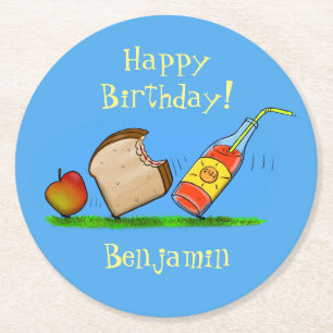 Picknick-Cartoon-Illustration Runder Pappuntersetzer