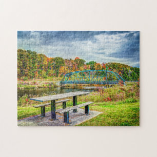 Picknick durch das Teich-Puzzlespiel Puzzle