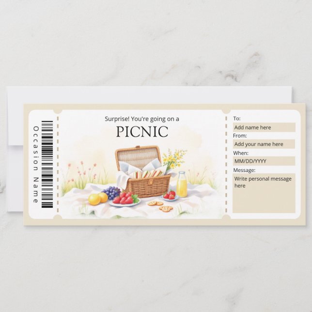 Picknick-Geschenkgutschein Einladung (Vorderseite)