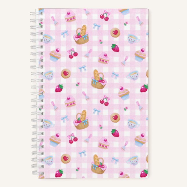 Picknick-Gingham-Rosa Notizbuch (Vorderseite)