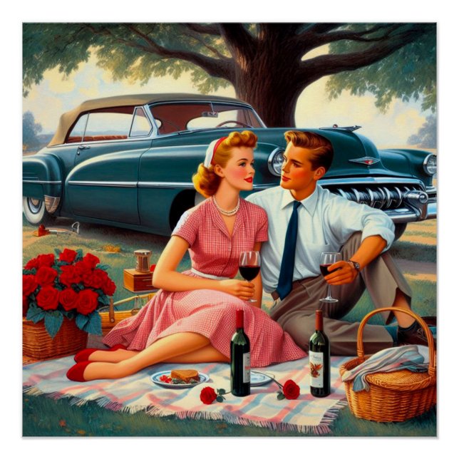 Picknick im Vintage-Stil Poster (Vorderseite)