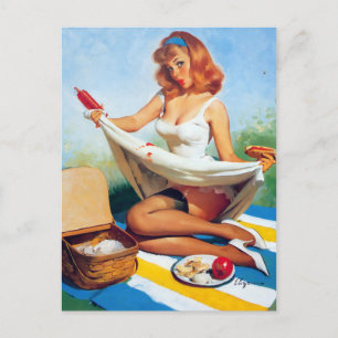Picknick-Klecks-Pin-Up Postkarte