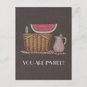 Picknick-Korb u. Wassermelone Einladung