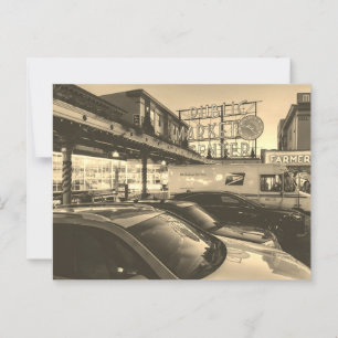 Picknick-Markt mit Pkw Postkarte