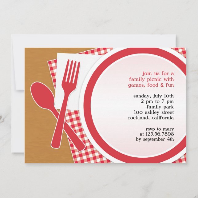 Picknick Outing Party Einladung (Vorderseite)