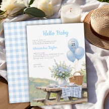 Picknick-Park-Ballons Floral Blau Junge Baby-Party