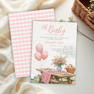 Picknick-See-Ballons Floral Chic Mädchen-Baby-Part Einladung