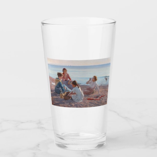 Picknick Snack am Strand (italienische Szene am Me Glas (Vorderseite)