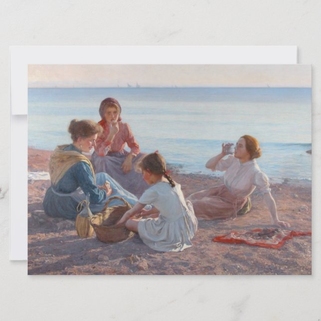 Picknick Snack am Strand (italienische Szene am Me Karte (Vorderseite)