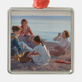 Picknick Snack am Strand (italienische Szene am Me Ornament Aus Metall