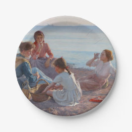 Picknick Snack am Strand (italienische Szene am Me Pappteller