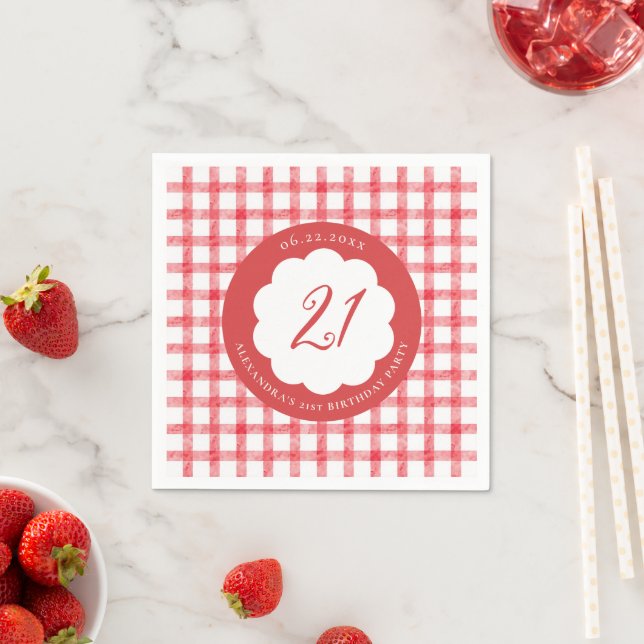 Picknick Sommer Frühling Rot Gingham Schuppen Gebu Serviette (Beispiel)