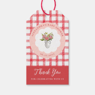 Picknick Sommer Rot Rosa Gingham Mädchen Baby Show Geschenkanhänger