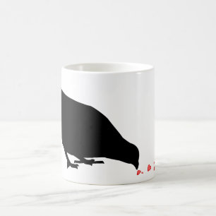 Pickreihenfolge. Schwarzer Vogel & rote Herzen. Tasse