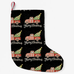 Pickup-Truck Roter Buffalo-Karo Merry Christmas Kleiner Weihnachtsstrumpf