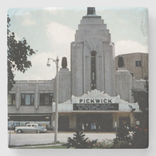 Pickwick Kino Theater Park Ridge Aquarell Kunst Steinuntersetzer