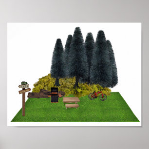 Picnic auf dem Gras mit dem Bike Poster