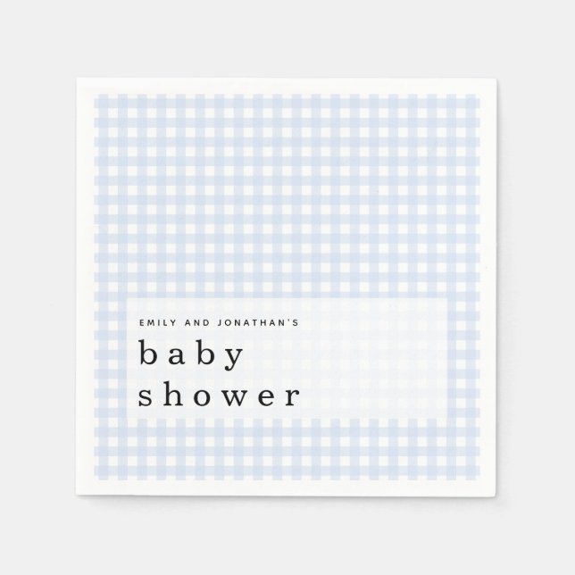 Picnic Baby Shower Names Blue Gingham Serviette (Vorderseite)