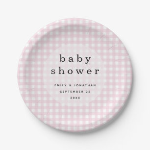 Picnic Baby Shower Names Date Pink Gingham Pappteller