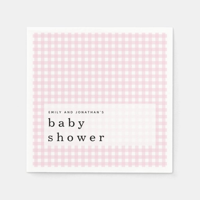 Picnic Baby Shower Names Pink Gingham Serviette (Vorderseite)