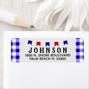 Picnic & Banner   Blue Checkered Tablecloth Summer