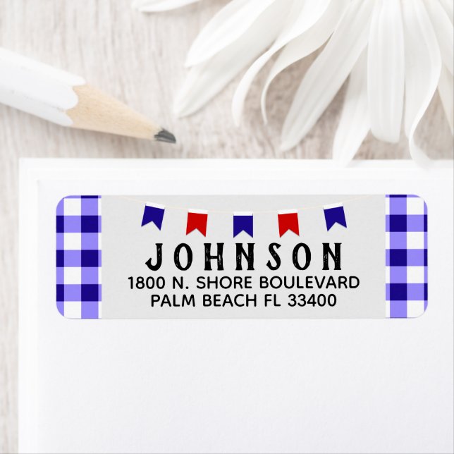 Picnic & Banner | Blue Checkered Tablecloth Summer (Insitu)