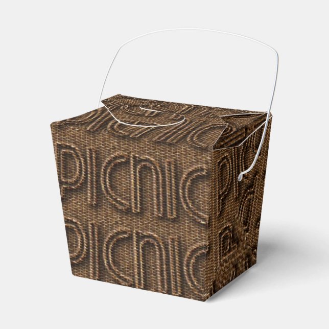 Picnic Basket Funny Wicker Typografie Brown Party Geschenkschachtel (Vorderseite)