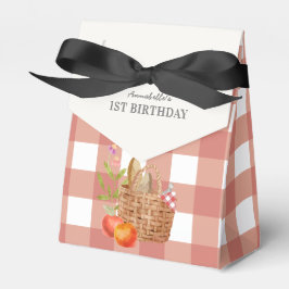 Picnic Basket Red Gingham Birthday Favor Box Geschenkschachtel
