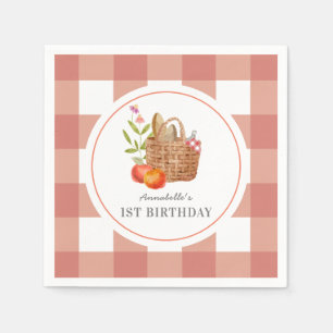 Picnic Basket Red GIngham Birthday Napkins Serviette