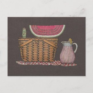 Picnic Basket & Watermelon Postkarte