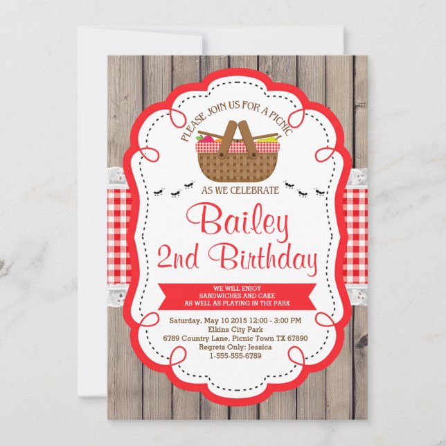 Picnic Birthday Party Einladung - Park Party (Vorderseite)