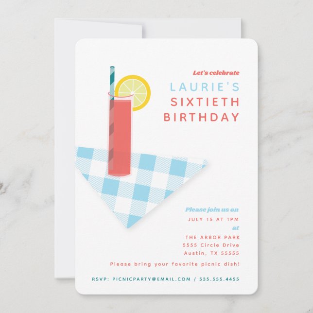 Picnic Cocktail Outdoor BBQ Party Custom Einladung (Vorderseite)