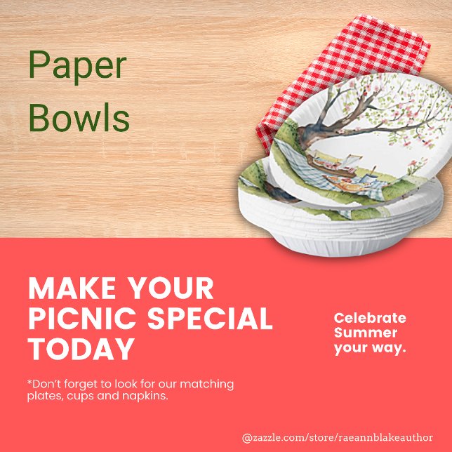 Picnic Design Round Paper Bowls Pappteller (Von Creator hochgeladen)