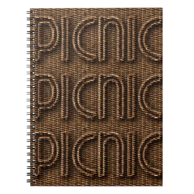 Picnic Funny Wicker Style Typografie Brown Notizblock (Vorderseite)