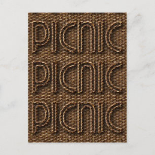Picnic Funny Wicker Style Typografie Brown Postkarte