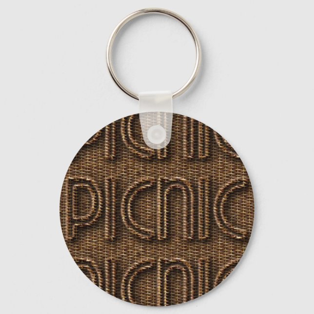 Picnic Funny Wicker Style Typografie Brown Schlüsselanhänger (Vorderseite)