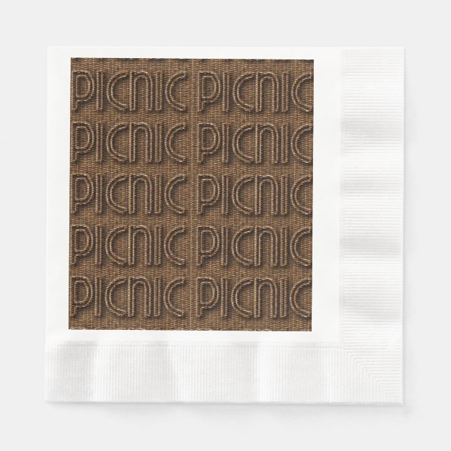 Picnic Funny Wicker Typografy Paper Party Napkins Serviette (Vorderseite)