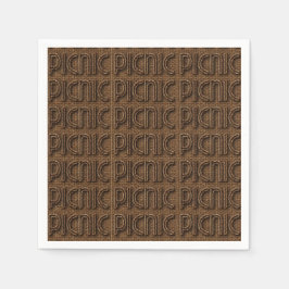 Picnic Funny Wicker Typografy Paper Party Napkins Serviette